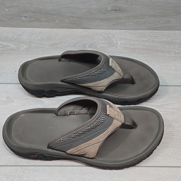 Teva Men\'s Thong T Strap Tan &Gray Sandals Slide Shoes Sz 9 main image 8